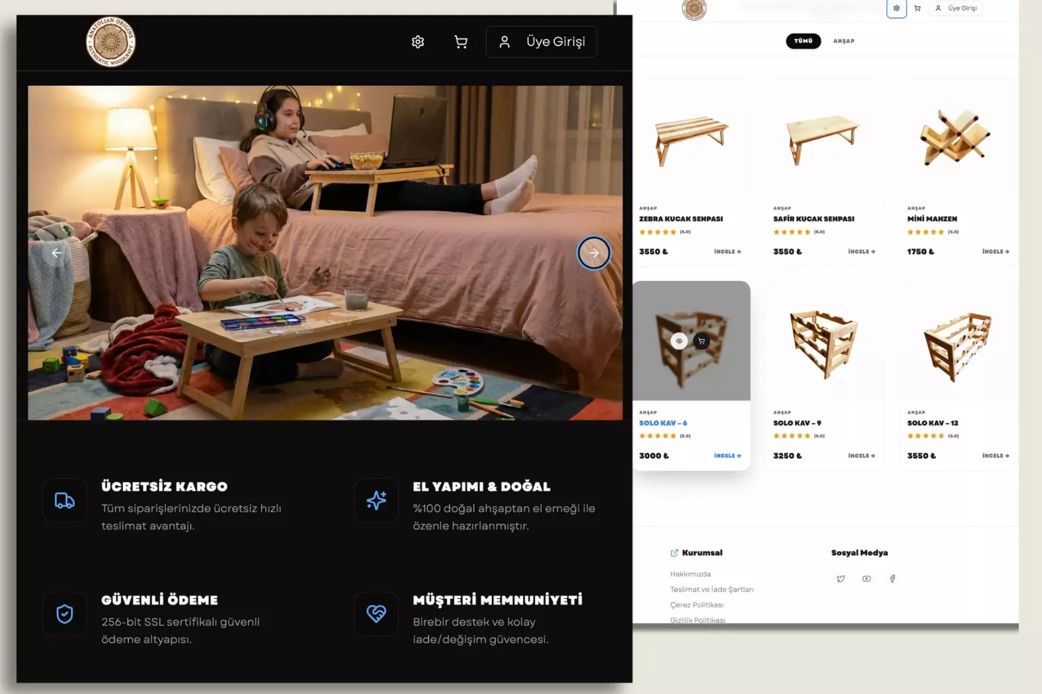 Ahsap Home live interface design